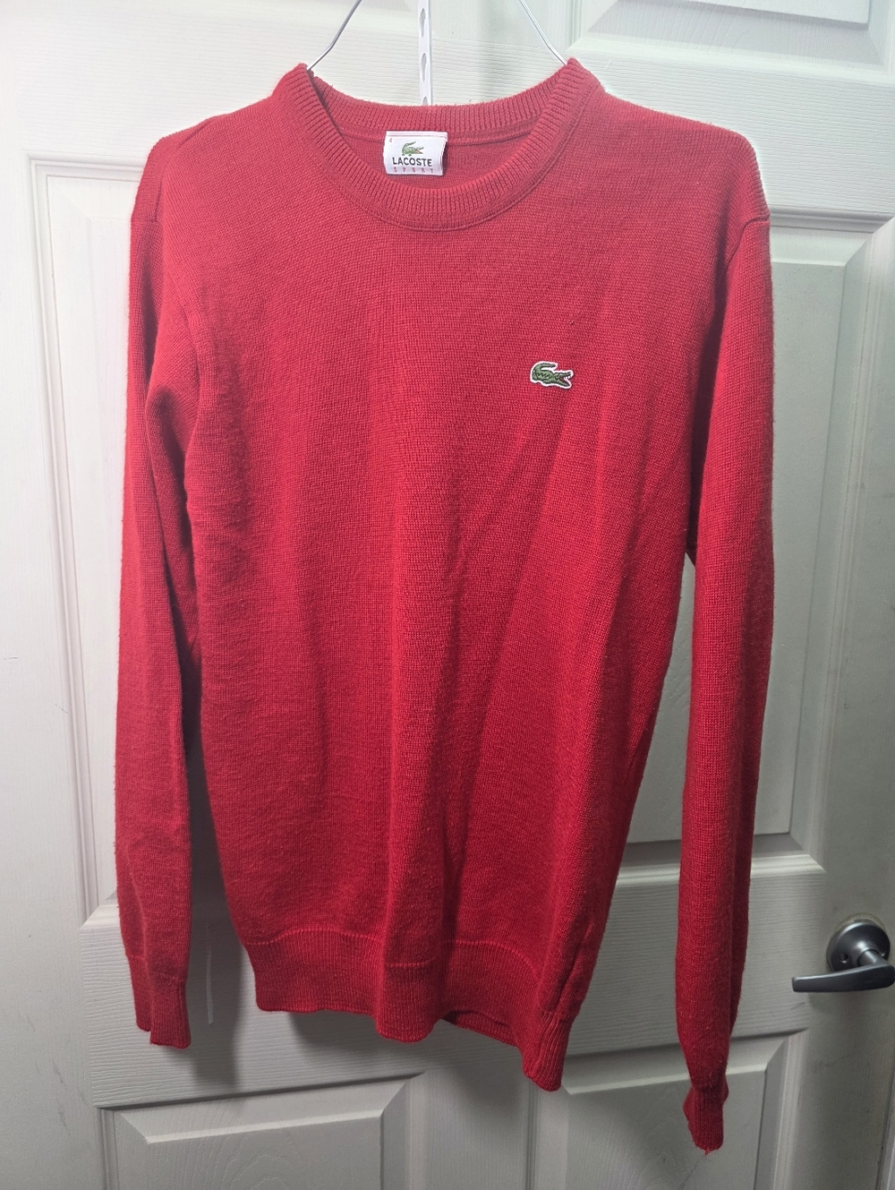 Cotton Knit Pullover Sweater Crew Neck Size 4  Small Size Mens LACOSTE Red